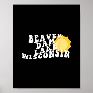 Affiche Lac Beaver Dam Wisconsin Wi Rétro Souvenir Vague V