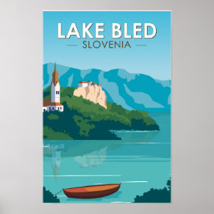Affiche Lac Bled Slovénie Voyage Art Rétro Vintage