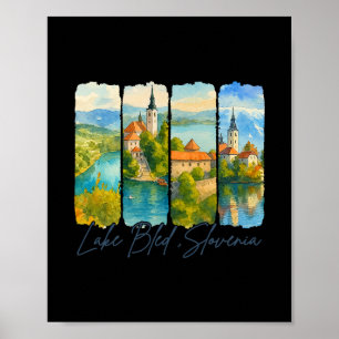 Affiche Lac Bled Slovénie Voyage Séjour Pinceau Souvenir