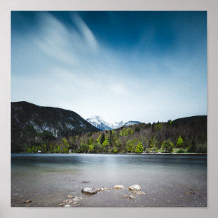 Affiche Lac Bohinj avec les Alpes en Slovénie