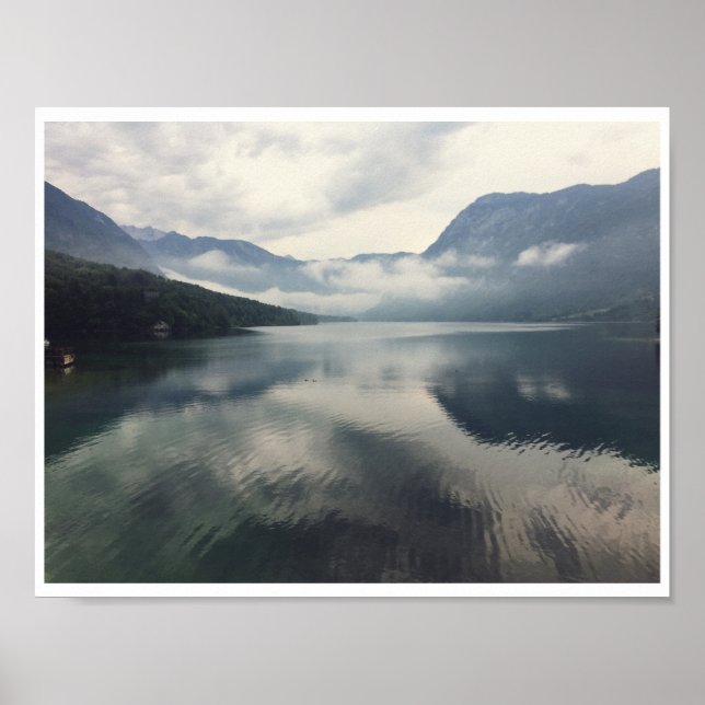 Affiche Lac Bohinj Slovénie Misty Mountain Water Photo (Devant)