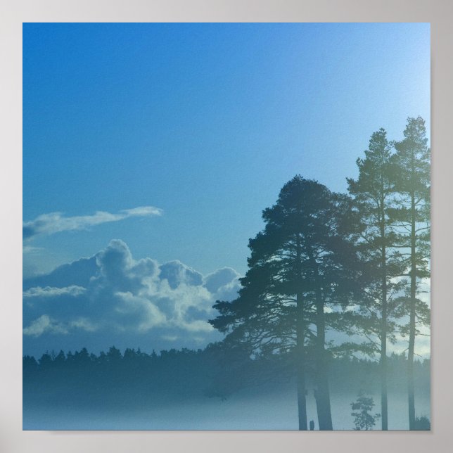 Affiche lac brumeux en Finlande (Devant)