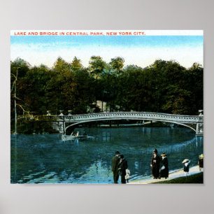 Affiche Lac, Central Park, New York City Vintage