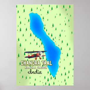 Affiche Lac Chandra Taal Himachal Pradesh Inde carte