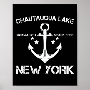 Affiche Lac Chautauqua New York Drôle Pêche Camping Été