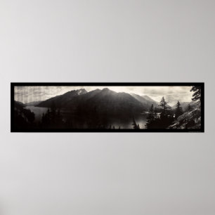 Affiche Lac Chelan, photo 1908 de montagnes de cascade de