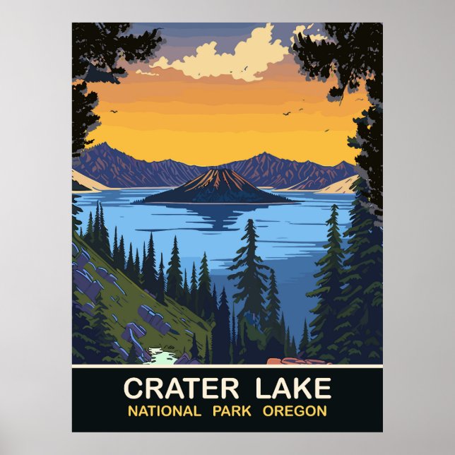Affiche Lac Crater, Parc national, Oregon, Voyage (Devant)