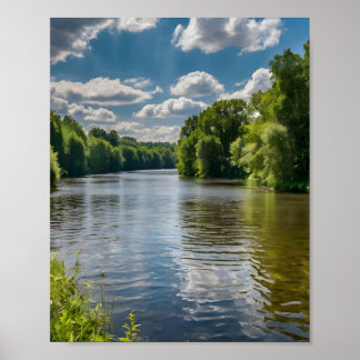 Affiche lac dans la forêt