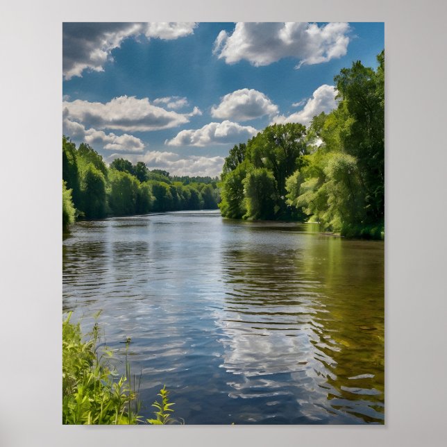 Affiche lac dans la forêt (Devant)