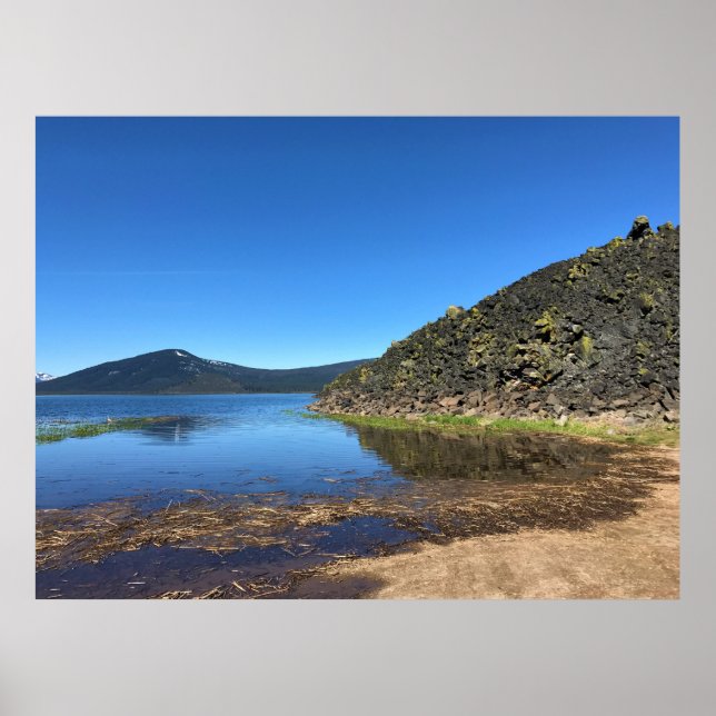 Affiche Lac Davis avec rochers de lave, Oregon (Devant)