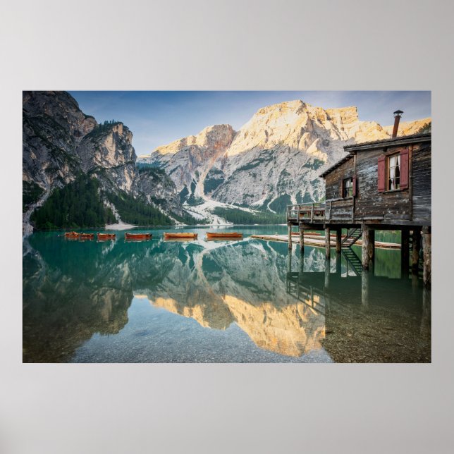 Affiche Lac de Braies dans les Dolomites en Italie (Devant)