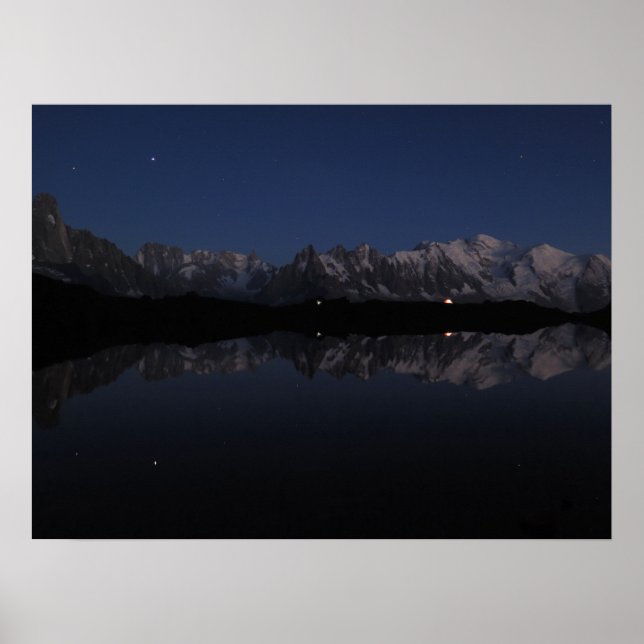 Affiche Lac de Cheserys par nuit Alpes françaises (Devant)