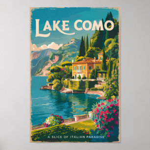Affiche Lac de Côme - Art de Voyage peint Vintage