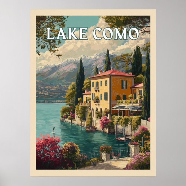 Affiche Lac de Côme - Charme Lakeside Italien (Devant)