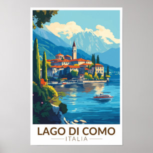 Affiche Lac de Côme Italie Lombardie Voyage Art Vintage