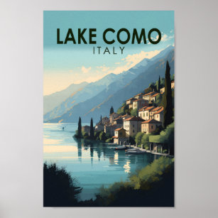 Affiche Lac de Côme Italie Travel Art Vintage