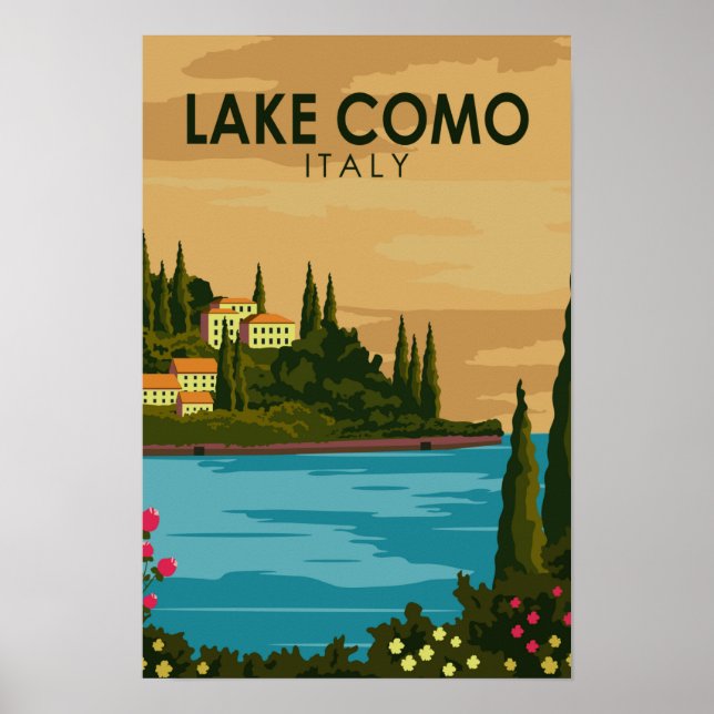 Affiche Lac de Côme Italie Vintage  (Devant)