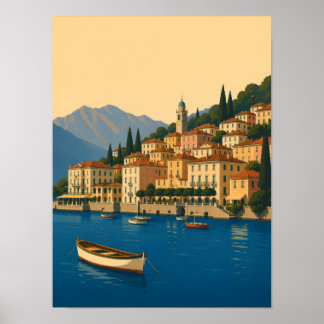 Affiche Lac de Côme Italie Voyage Vintage Lacs Italiens
