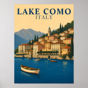 Affiche Lac de Côme Italie Voyage vintage Lacs italiens
