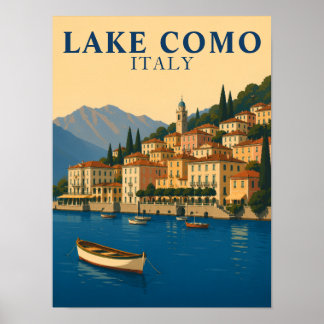 Affiche Lac de Côme Italie Voyage vintage Lacs italiens
