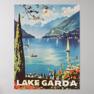 Affiche Lac de Garde Italie Vintage célèbre Travel Place