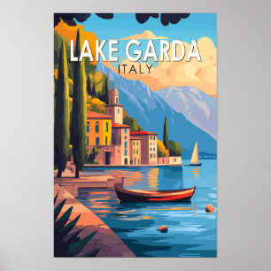 Affiche Lac de Garde Italie Voyage Art Rétro