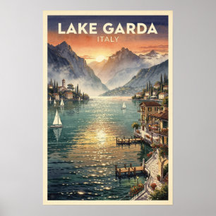 Affiche Lac de Garde Italie Voyage Rétro