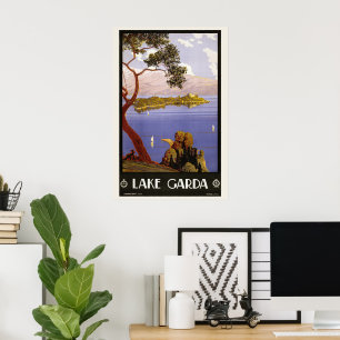 Affiche Lac de Garde, Lac de Garde, Italie Voyage Vintage,