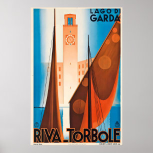 Affiche Lac de Garde Nago–Torbole Italie Voyage Rétro
