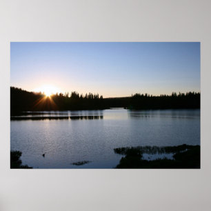 Affiche Lac de montagne, coucher de soleil