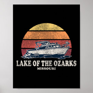 Affiche Lac des Ozarks Mo Bateau Vintage 70s Rétro B