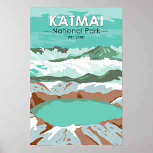 Affiche Lac du cratère du sommet du parc national de Katma