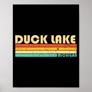 Affiche Lac Duck michigan drôle pêche camping été