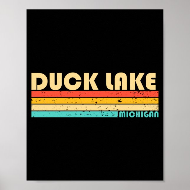 Affiche Lac Duck michigan drôle pêche camping été (Devant)