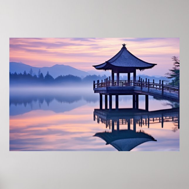 Affiche Lac Dusk Nature paisible (Devant)