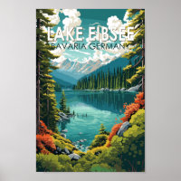 Lac Eibsee Allemagne Travel Art Vintage
