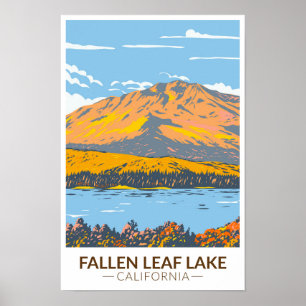 Affiche Lac Fallen Leaf Californie en automne vintage