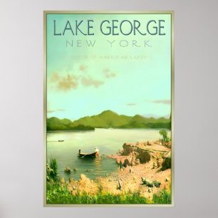 Affiche Lac George New York Adirondacks Voyage Rétro