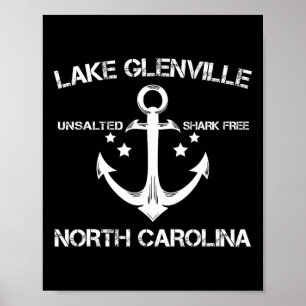 Affiche Lac Glenville Caroline du Nord Camping de pêche dr