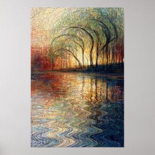 Affiche Lac Golden Willow - Or Bleu Sage Naturel