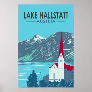 Affiche Lac Hallstatt Autriche Voyage Art Vintage