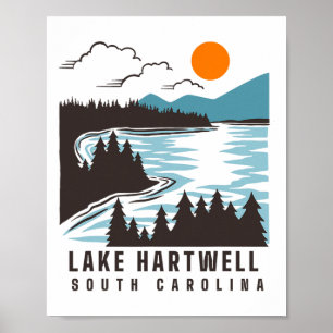 Affiche Lac Hartwell Caroline du Sud Été Vie lacustre Bate