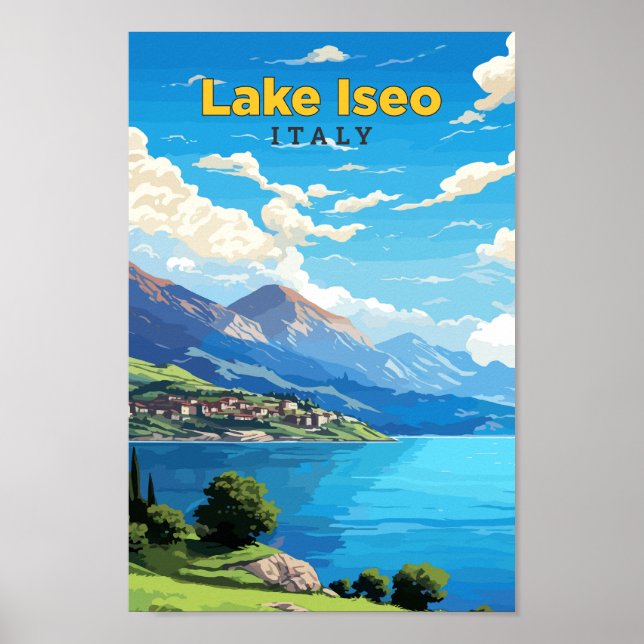 Affiche Lac Iseo Italie Art Voyage Illustration Vintage (Devant)