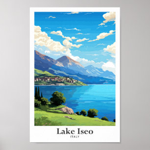 Affiche Lac Iseo Italie Illustration Vintage Voyage