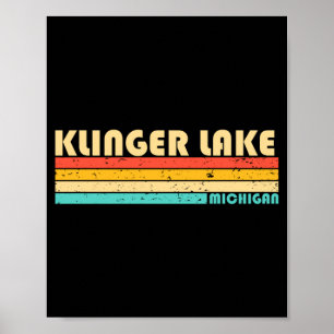 Affiche Lac Klinger Michigan pêche drôle camping été