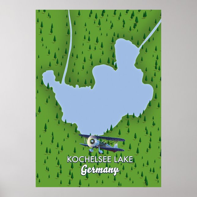 Affiche lac Kochelsee, carte d'Allemagne  (Devant)