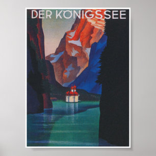 Affiche Lac Konigssee Allemagne Vintage voyage coloré
