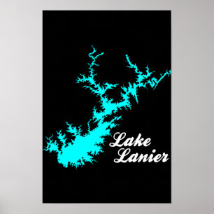 Affiche Lac Lanier Géorgie Carte artistique de la ligne de