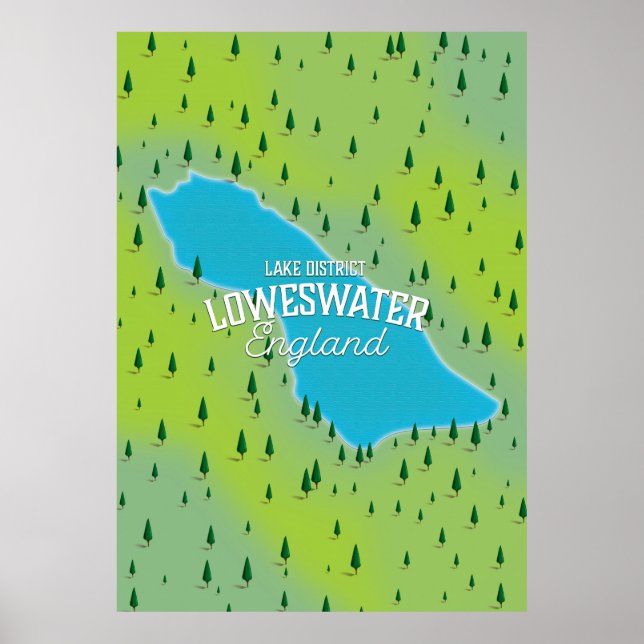 Affiche Lac Loweswater, district du lac, plan de voyage. (Devant)