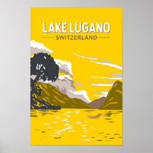 Affiche Lac Lugano Suisse Voyage Art Rétro